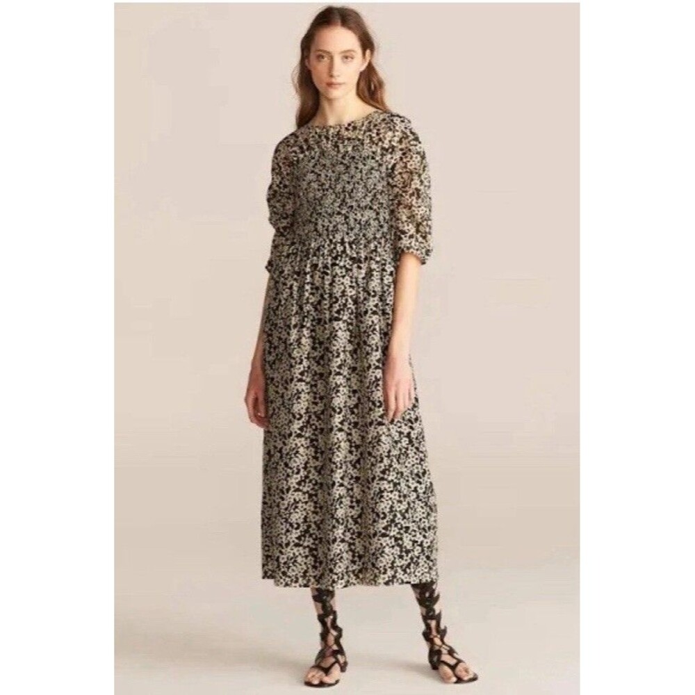 Rebecca Taylor Black and Cream Midi Dress